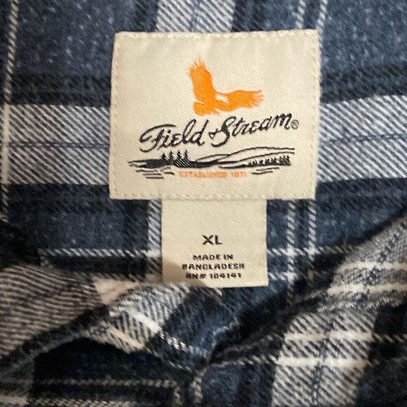 Field & Stream Blue Plaid Flannel Long Sleeve Button Down Shirt Men Size XL - Picture 2 of 9